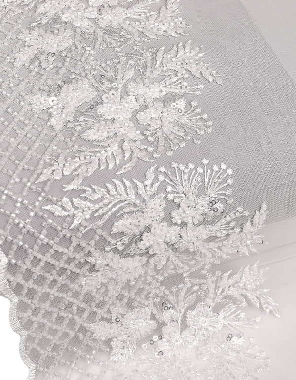 Beaded Border Lace - (Off White)